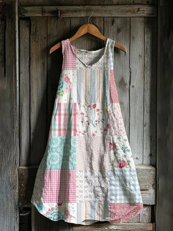 Vestido de Tanque de Arte de Patchwork de Cabaña