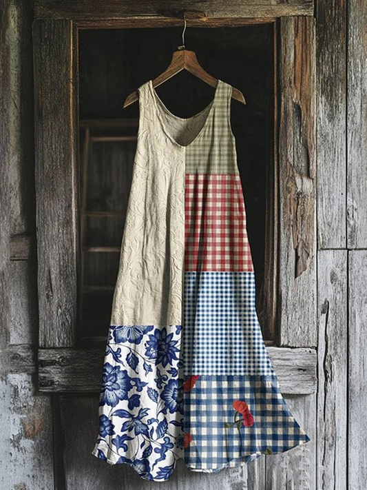 Vestido de Arte Patchwork Encanto Campestre