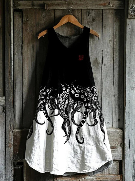 Vestido de Lino con Tentáculos de Pulpo