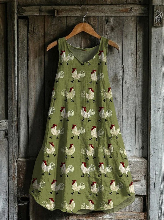 Vestido de Tirantes Rústico con Gallo