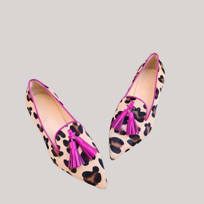 Mocasines de Mujer Leopardo Rosa