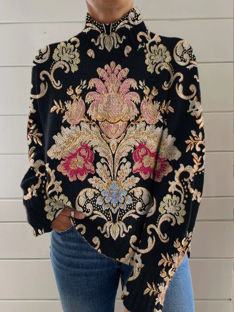 Dagmar - Suéter vintage de mujer con hermoso estampado floral