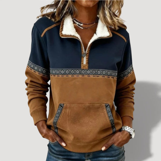 Rosa – Suéter Cómodo Con Media Cremallera