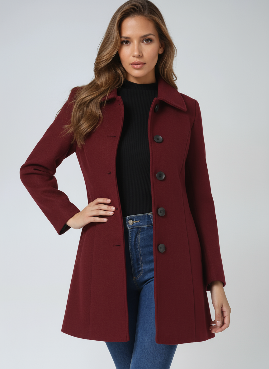 Josephine - Abrigo Trench de Invierno de Un Solo Botón
