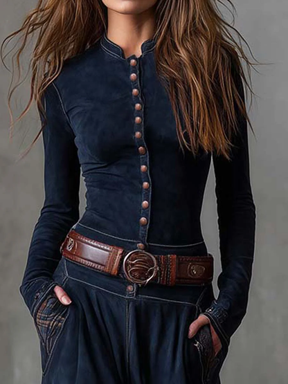 Sofia | Vestido maxi de ante con cinturón