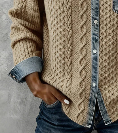 Paloma | Top de Punto Patchwork con Detalles de Denim