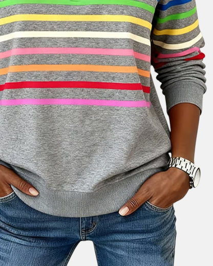 Arelia™ | Sudadera a Rayas Con Cremallera