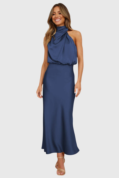 Ava™ | Vestido Halter de Satén Glamuroso