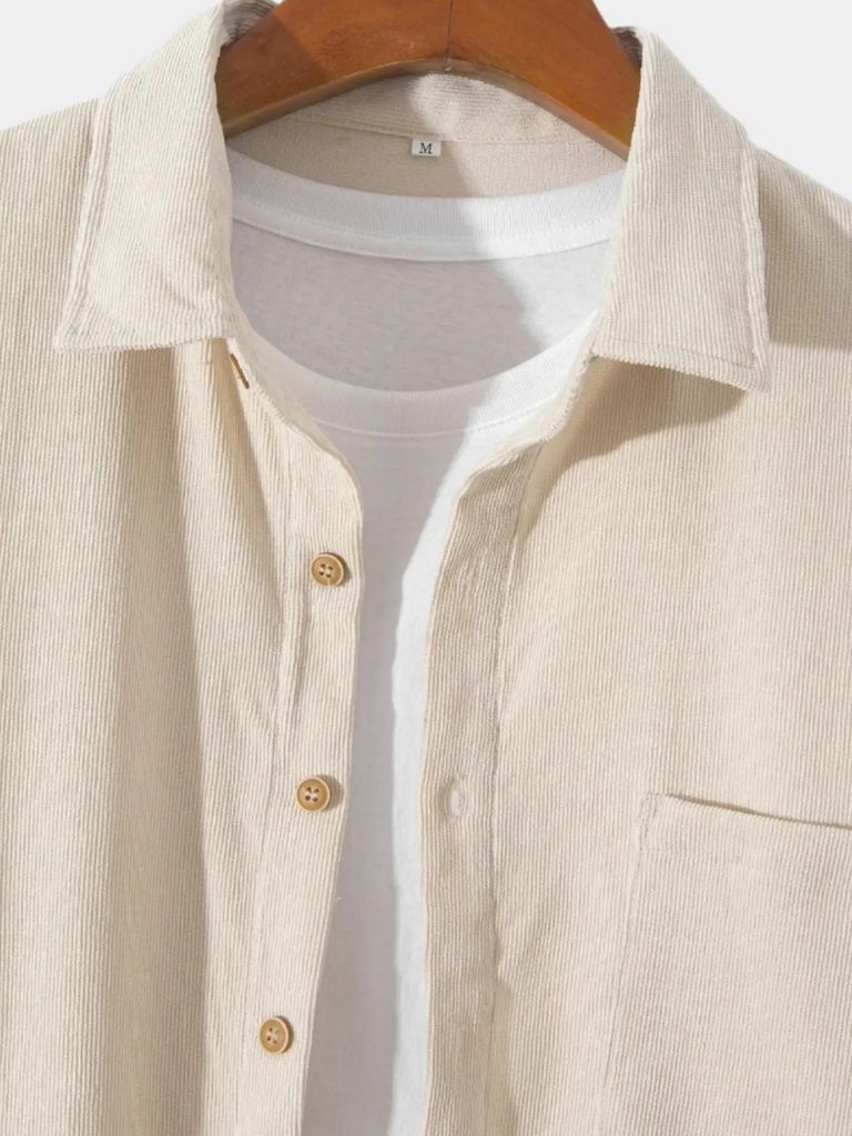 Camisa de Pana Sólida Casual
