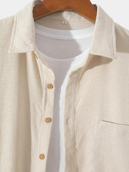 Camisa de Pana Sólida Casual