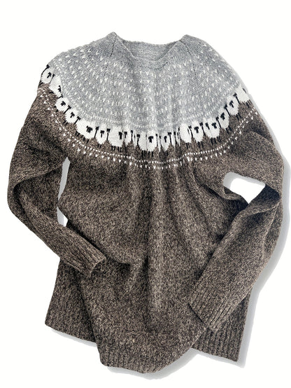 Nórdico - Suéter de invierno elegante con patrón jacquard de ovejas