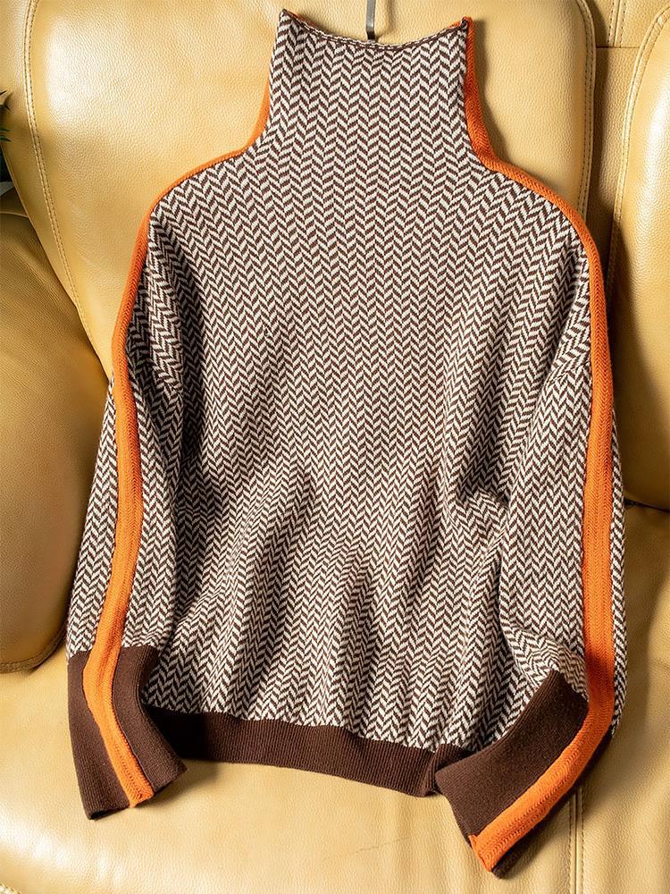 Iria | Suéter de cuello alto con rayas a contraste