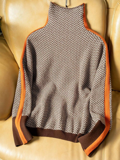 Iria | Suéter de cuello alto con rayas a contraste