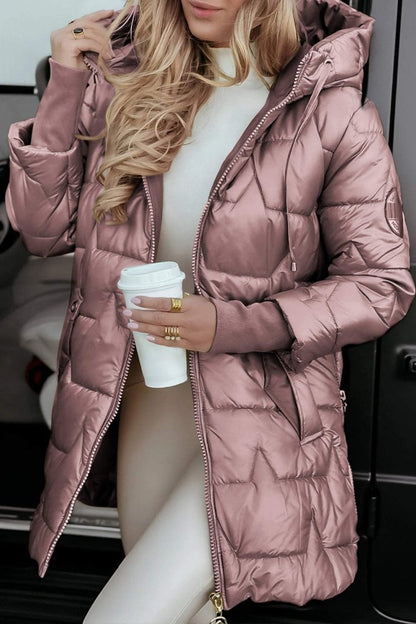 Mia | Chaqueta acolchada larga y cálida con capucha generosa
