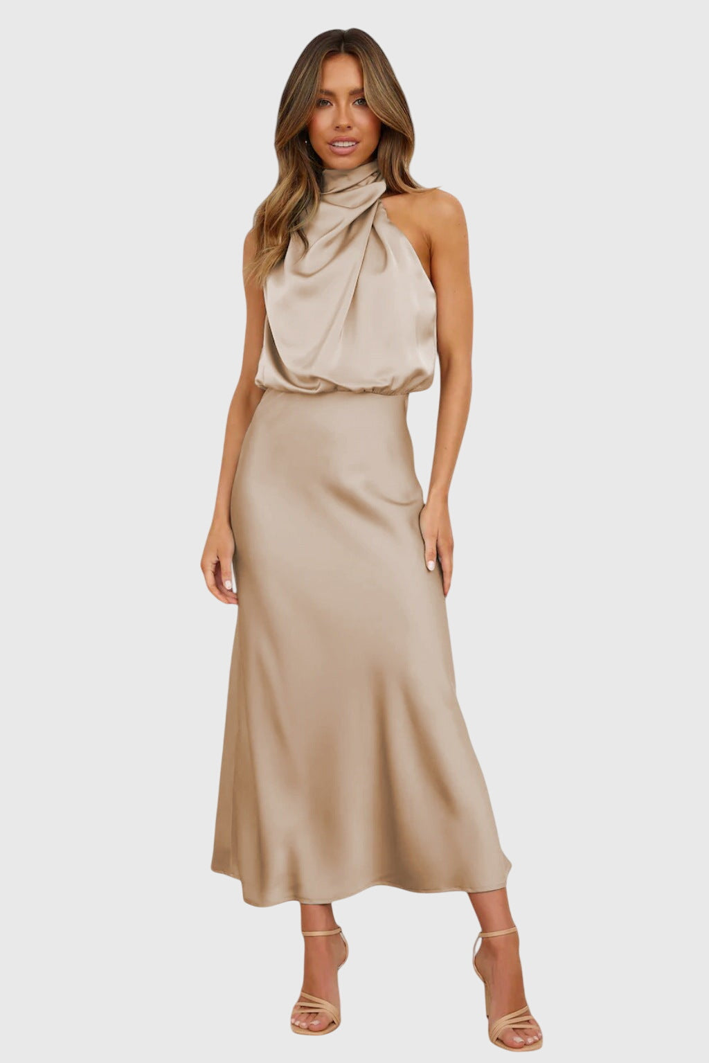 Ava™ | Vestido Halter de Satén Glamuroso