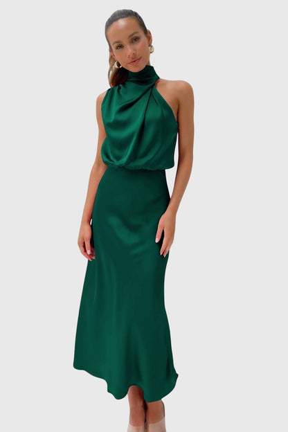 Ava™ | Vestido Halter de Satén Glamuroso
