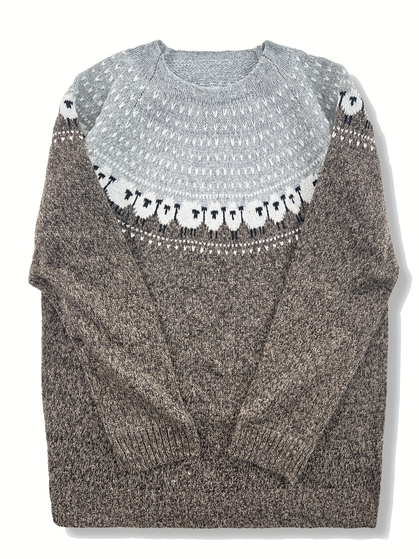 Nórdico - Suéter de invierno elegante con patrón jacquard de ovejas