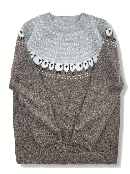 Nórdico - Suéter de invierno elegante con patrón jacquard de ovejas