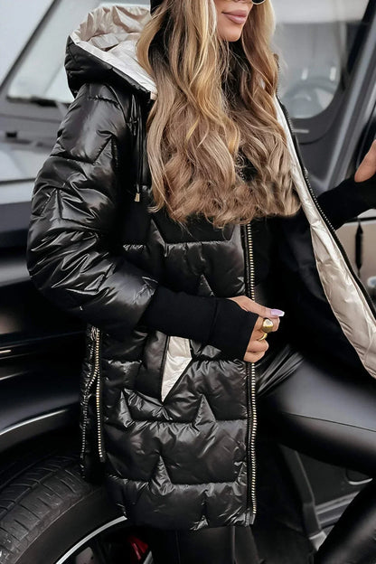 Mia | Chaqueta acolchada larga y cálida con capucha generosa