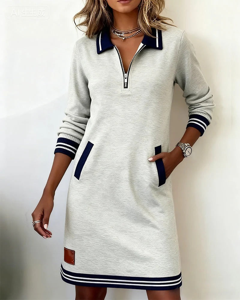 Ines - Vestido de Algodón Chic de Manga Larga