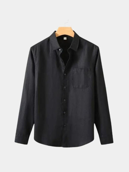 Camisa de Lino Esencial de Manga Larga