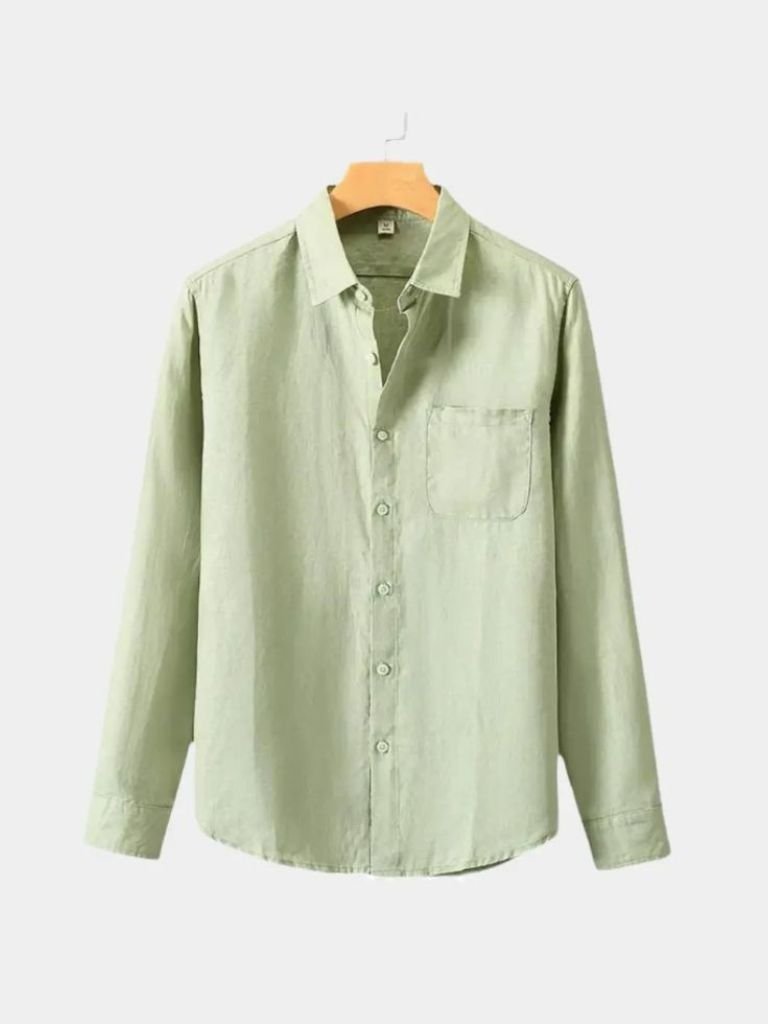 Camisa de Lino Esencial de Manga Larga