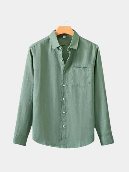 Camisa de Lino Esencial de Manga Larga