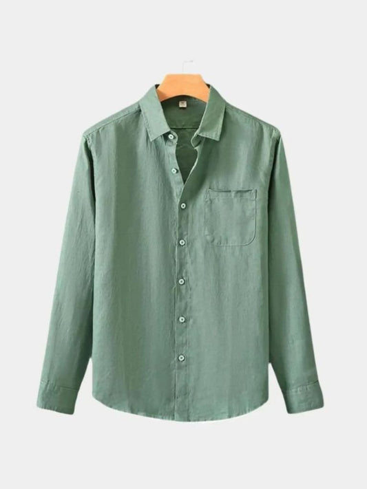 Camisa de Lino Esencial de Manga Larga