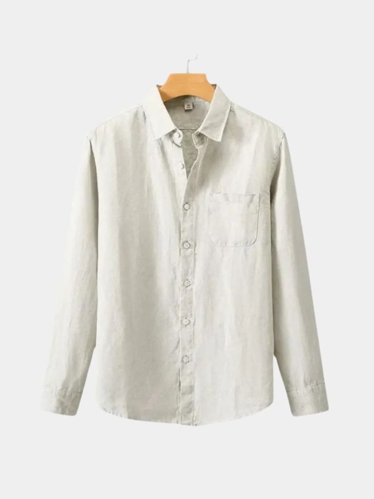 Camisa de Lino Esencial de Manga Larga