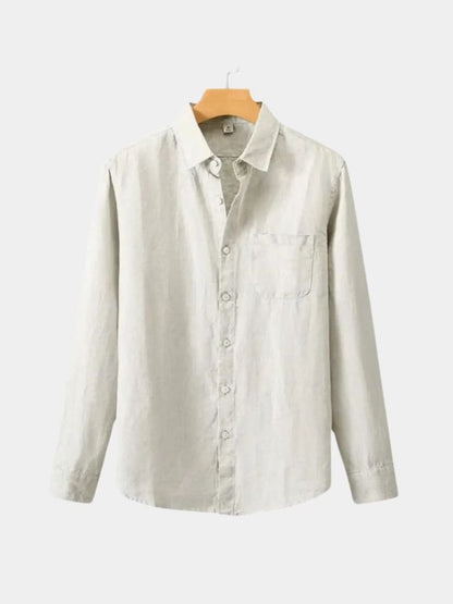 Camisa de Lino Esencial de Manga Larga