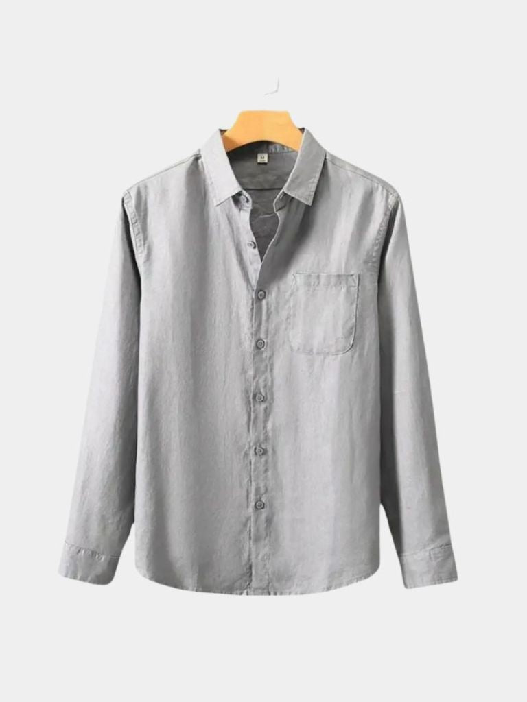 Camisa de Lino Esencial de Manga Larga
