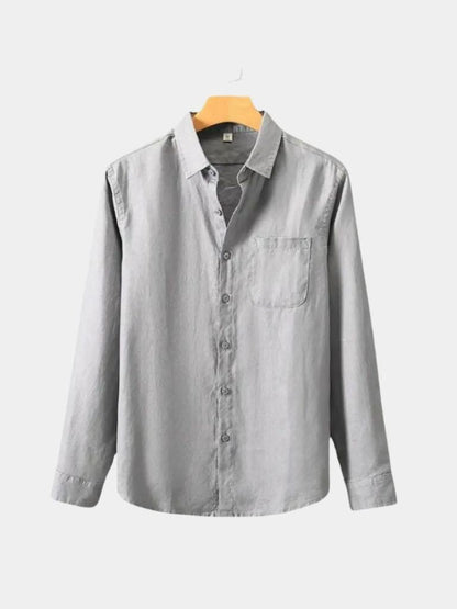 Camisa de Lino Esencial de Manga Larga