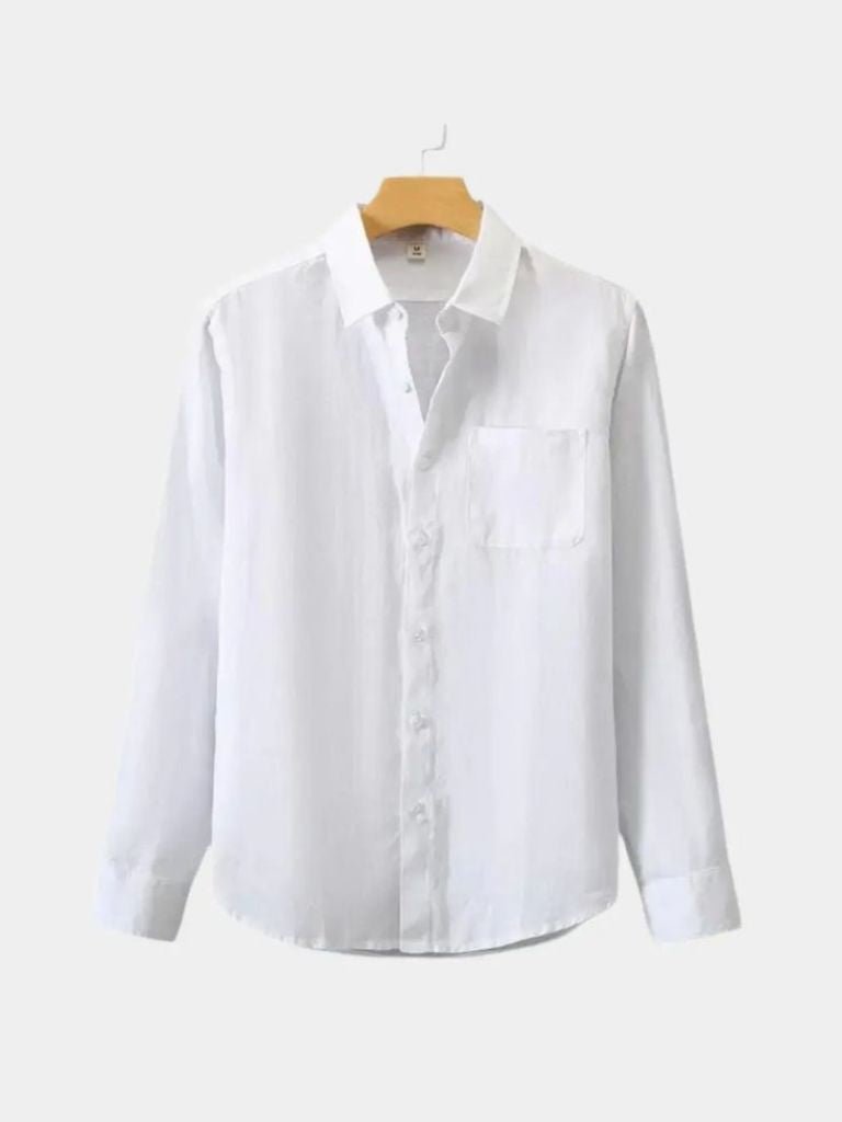 Camisa de Lino Esencial de Manga Larga