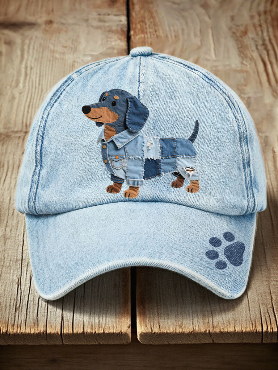 Bonita - Chaqueta de mezclilla patchwork unisex para mascotas con teckel