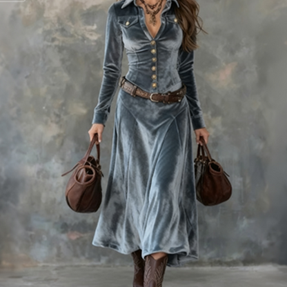 Dora | Vestido maxi vintage de terciopelo fluido