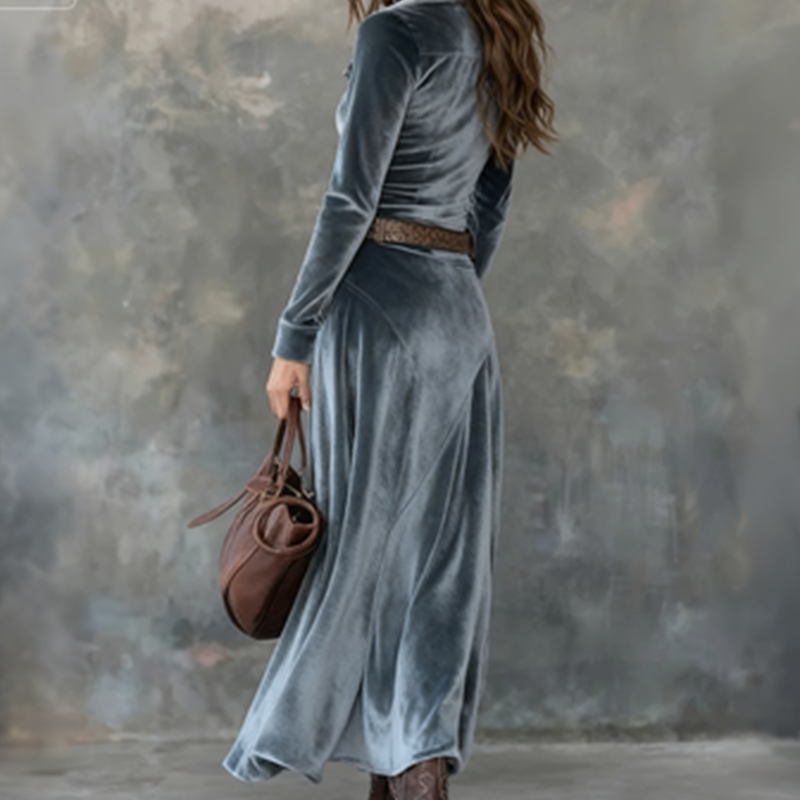 Dora | Vestido maxi vintage de terciopelo fluido