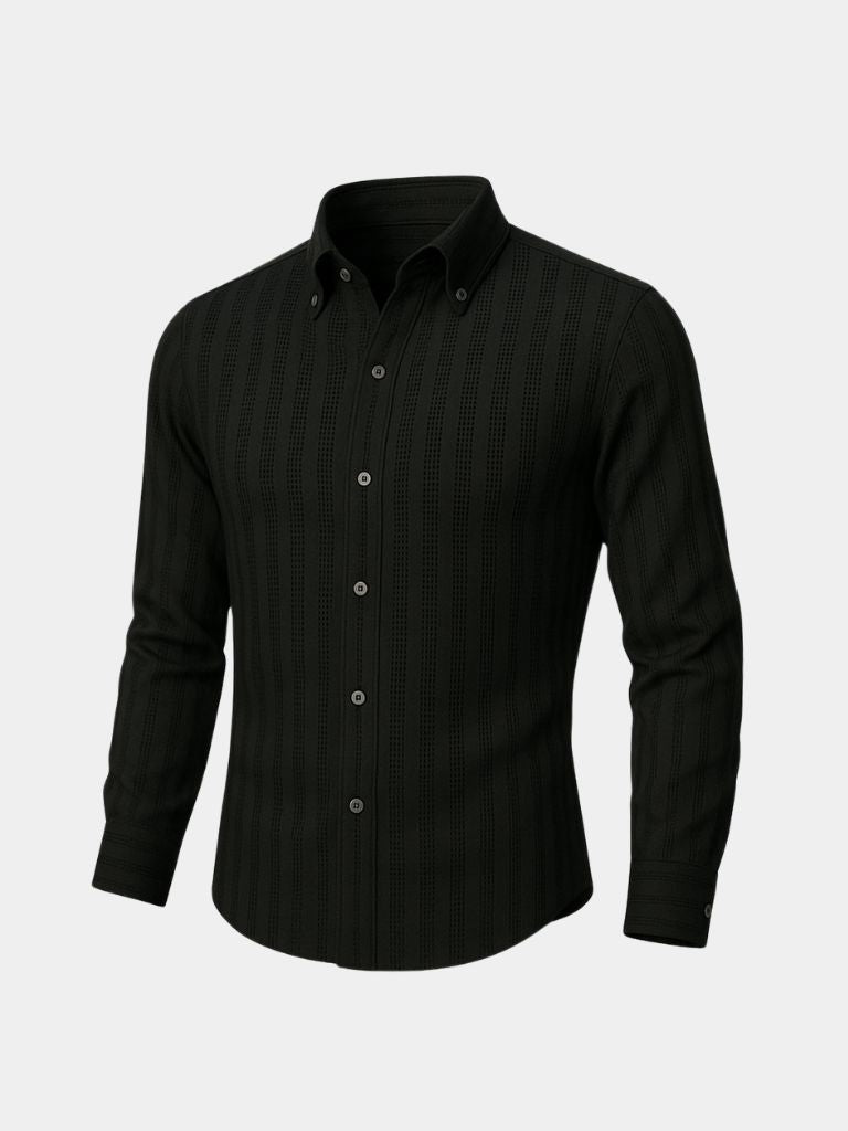 Camisa de Rayas de Botón Abajo en Seersucker