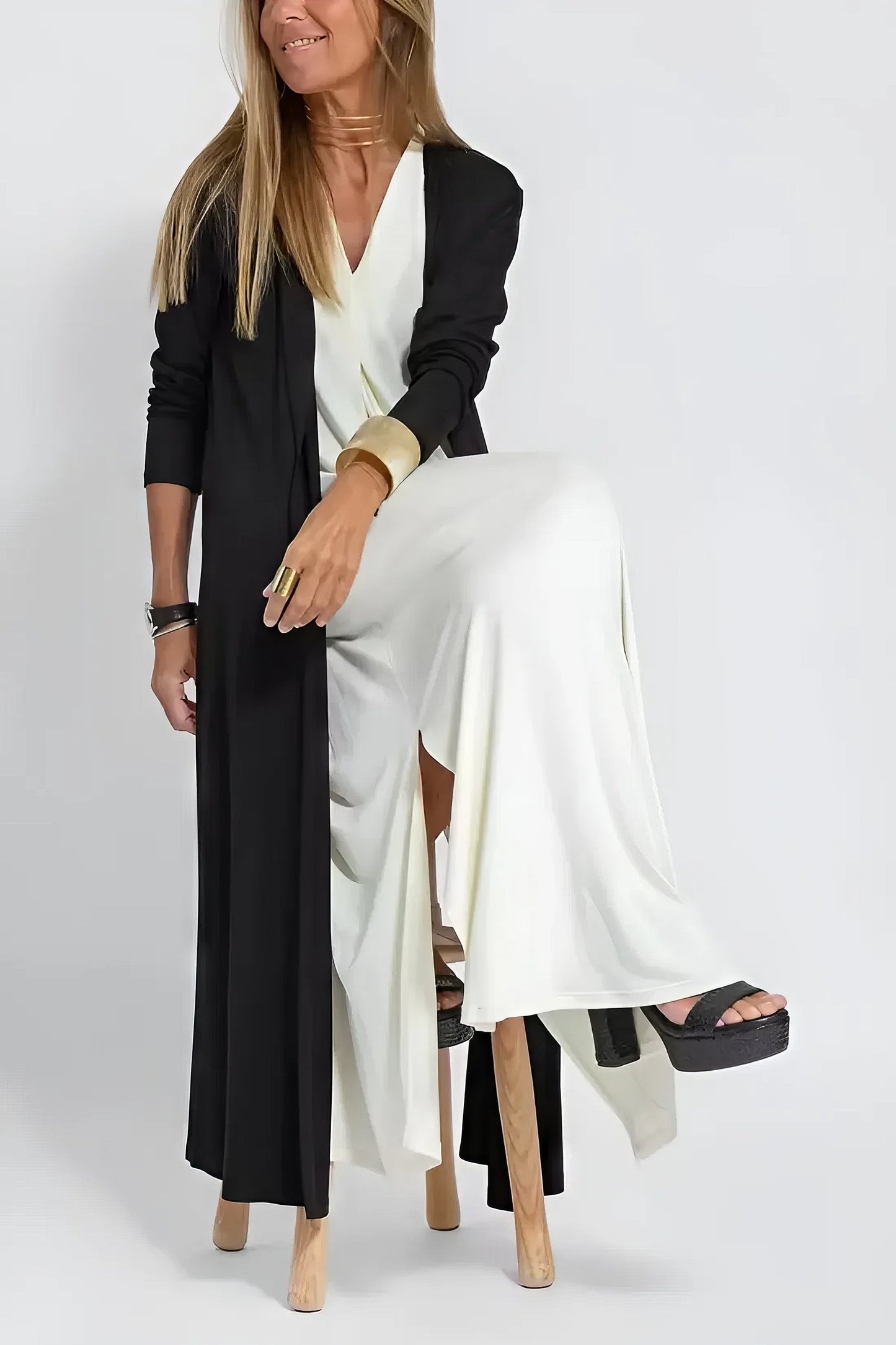 Vestido largo elegante + cardigan a juego DE REGALO