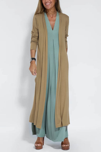 Vestido largo elegante + cardigan a juego DE REGALO